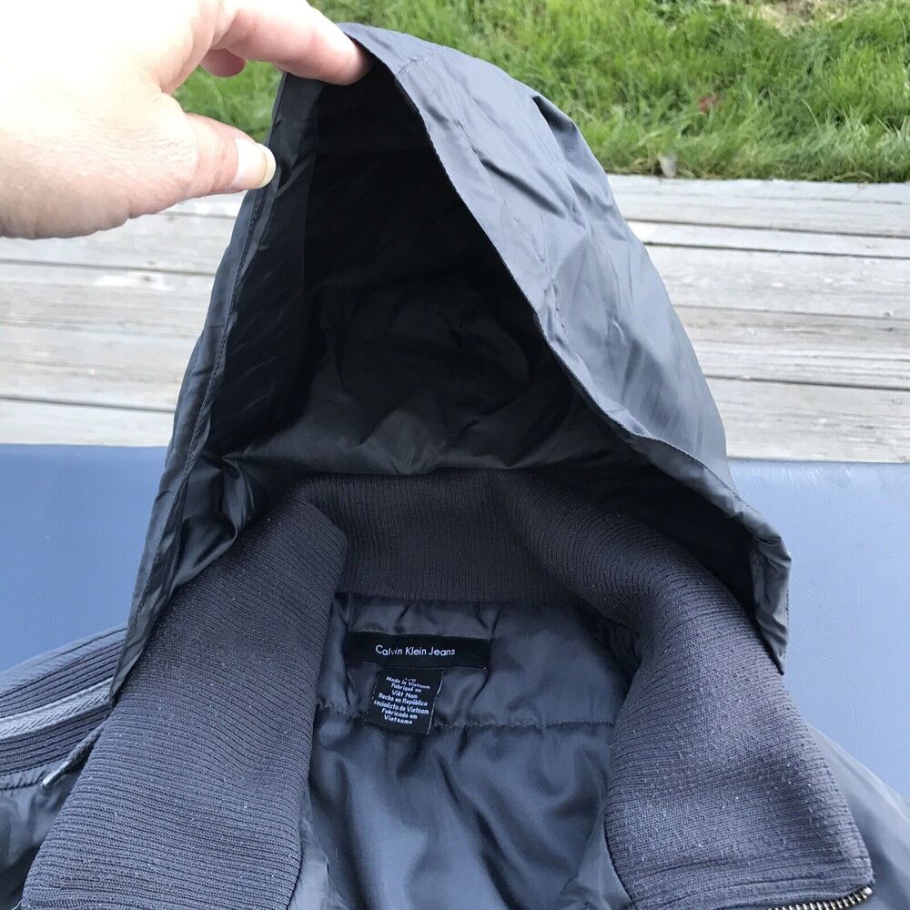 Calvin Klein Mens Full Zip Hooded Jacket Green & Gray Gunmetal Sz large READ - Picture 4 of 12